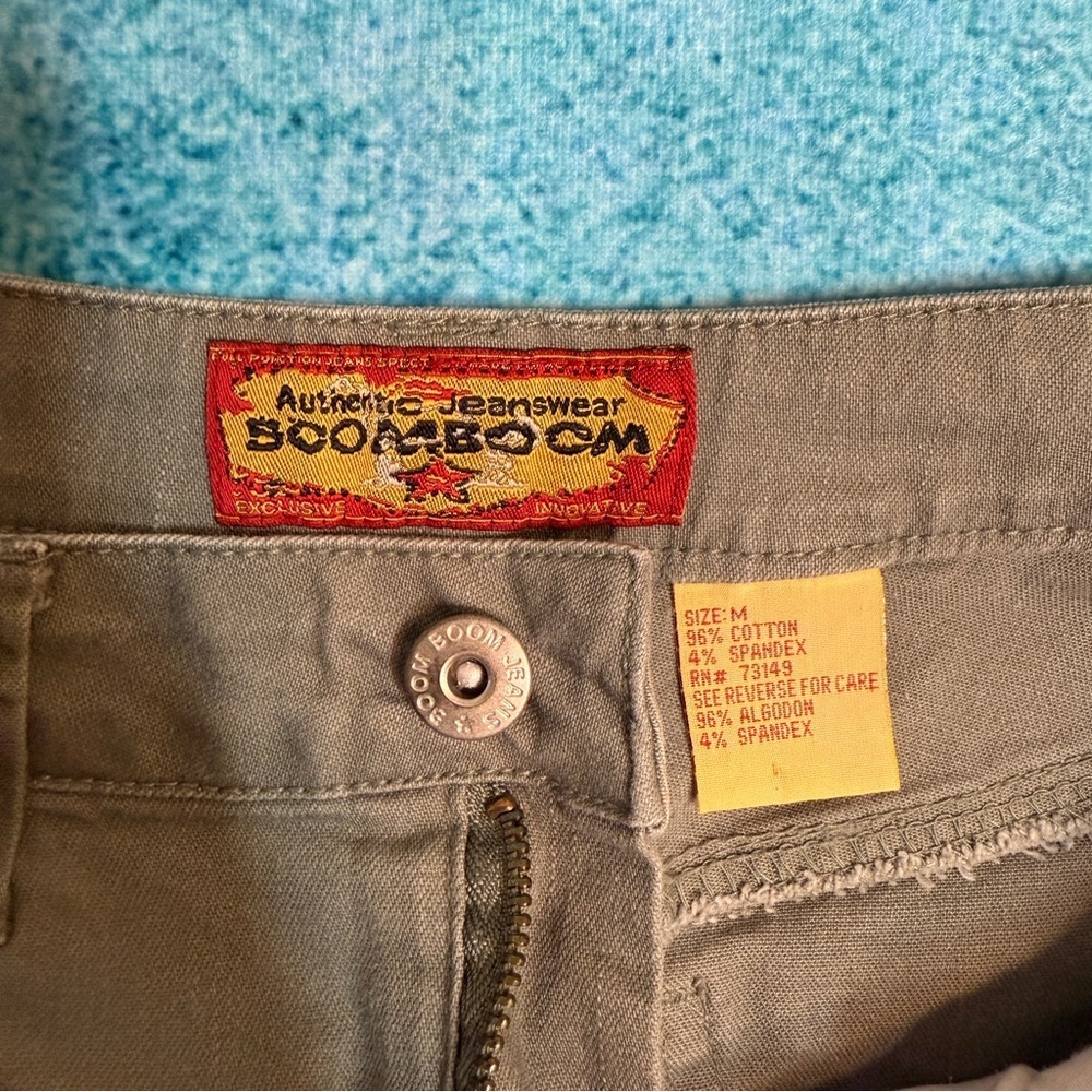 VTG Boom Boom Denim Womens Mini Skirt Olive Size M Y2K Style Zipper Pockets - Picture 7 of 12